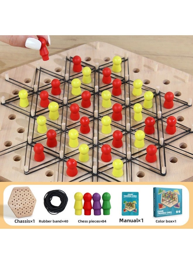 Rubber Band Chain Geometric Triangle Chess Children's Educational Toys Intelligence Development Primary School Students Teaching Aids Parent-child Interactive Games-Specification:[without Chessboard] Large Four-player Chain Triangle Chess - Image 1