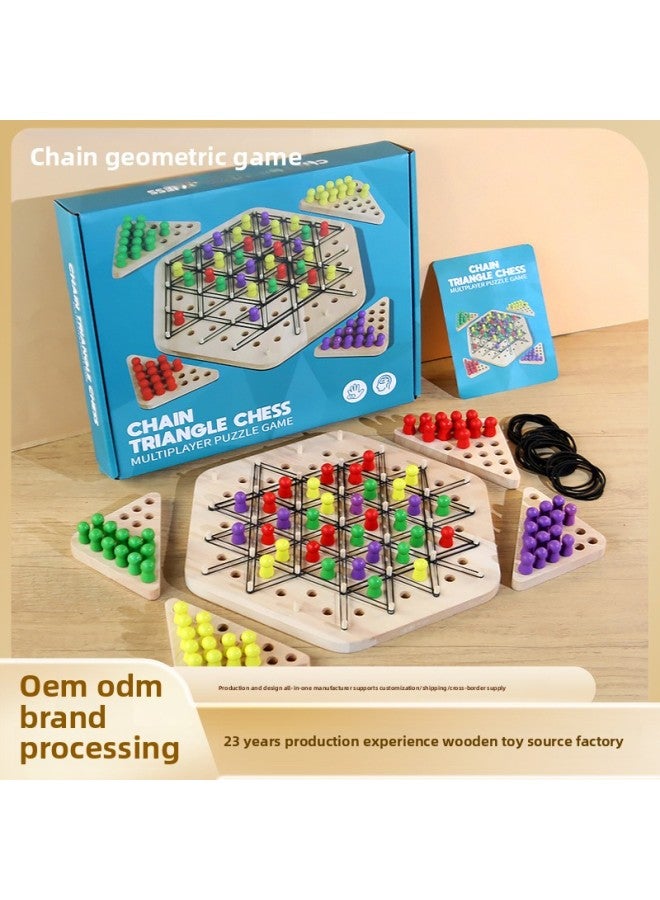 Rubber Band Chain Geometric Triangle Chess Children's Educational Toys Intelligence Development Primary School Students Teaching Aids Parent-child Interactive Games-Specification:[without Chessboard] Large Four-player Chain Triangle Chess - Image 2