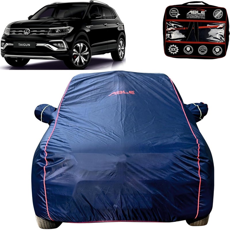 Able Parashuit Blue WR Series Car Body Cover with Mirror Pockets and Driver Door Zipper Compatible for Volkswagen TAIGUN (2022 to Till Now Model) - Image 1