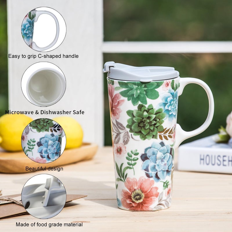 Topadorn Coffee Cup And Ceramic Travel Mug With Box Latte Mug Coffee Mug  17Oz. - Image 2