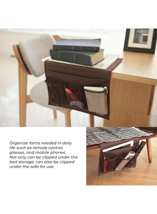 بتيمفم منظم أغراض بجانب السرير مزود بأربعة جيوب، وحامل تخزين متين من الجلد والأكسفورد لمسند ذراع الأريكة، مناسب لأجهزة التحكم عن بُعد والهواتف والأجهزة اللوحية والمجلات - Image 5