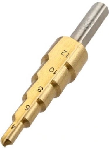 Bay-Tec Stepped Drill Bit 4-12 Mm Yellow Titanium Pine Pine Drill 
