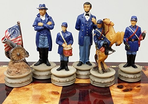 HPL US American Civil War Generals Chess Set W 17 High Gloss Cherry Burlwood Color Storage Board - Image 4