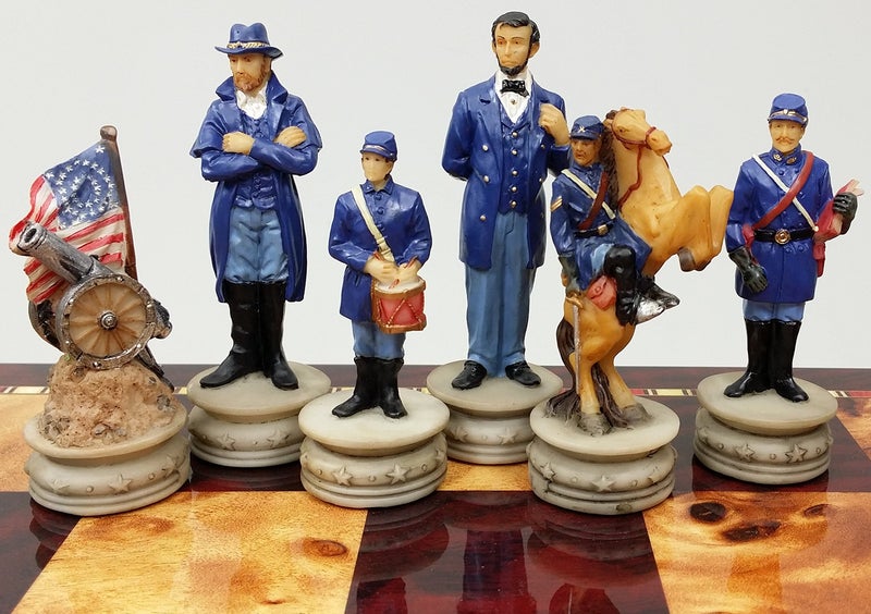 HPL US American Civil War Generals Chess Set W 17 High Gloss Cherry Burlwood Color Storage Board - Image 5