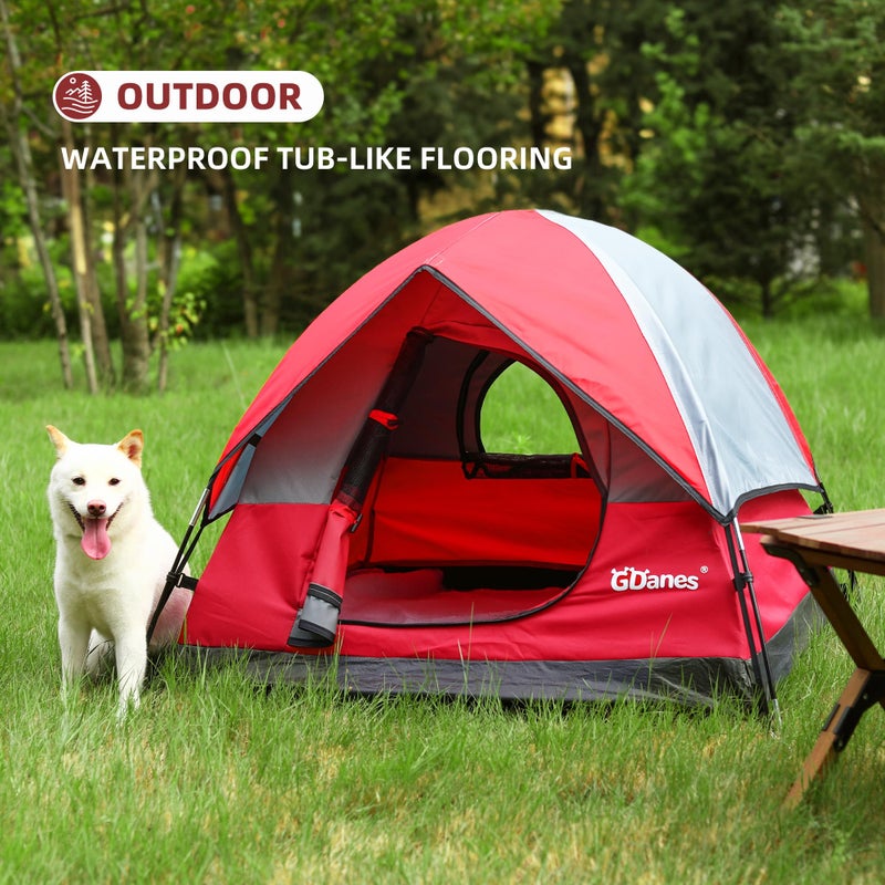 GDanes Red Dog Tent House - Portable Indoor/Outdoor Dog Bed with Soft Pad for Large Dogs, 42 x 42 x 32 Inches - Image 4