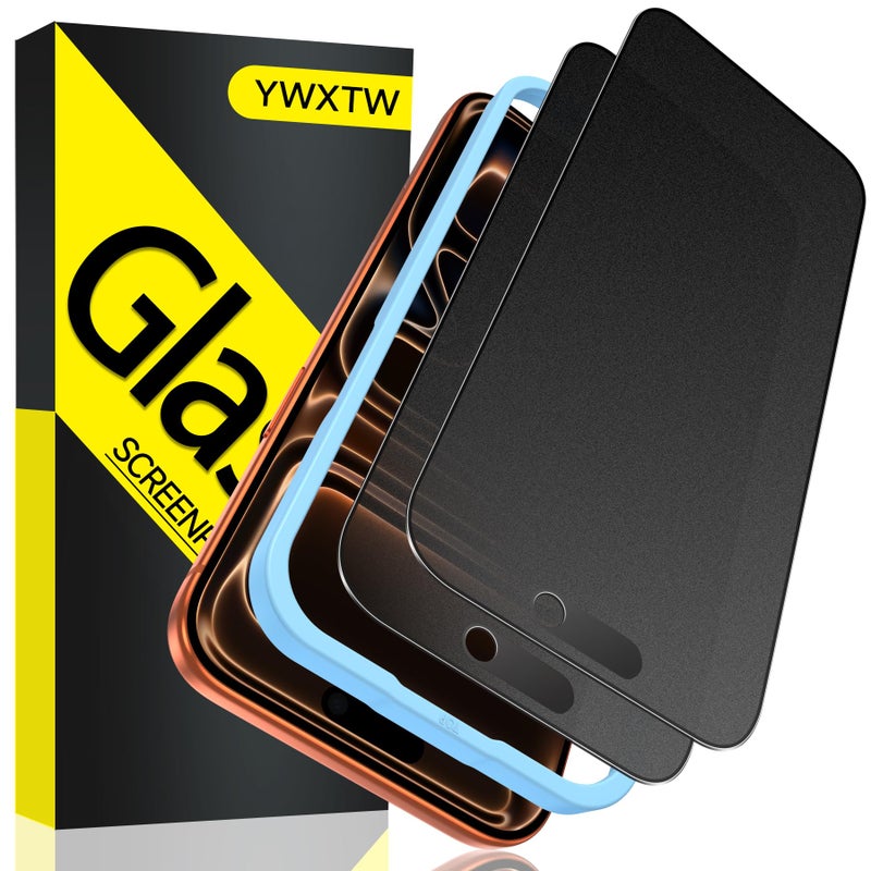 YWXTW 2 Pack Matte Glass Screen Protector for iPhone 17 Pro Max, 26Â° Anti-Spy iPhone 17 Pro Max Privacy Screen Protector Anti-Glare & Anti-Fingerprint Case Friendly Tempered Glass Film, Bubble Free - Image 1