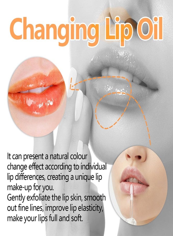 Tiejdhr Magic Color Changing Lip Oil, Warm Change Lip Gloss, Nourishing Lip Glow Oil Upgraded Big Brush Head Moisturizing Lip Oil Long Lasting & Non-Sticky Primer Lip Tint (Orange) - Image 2