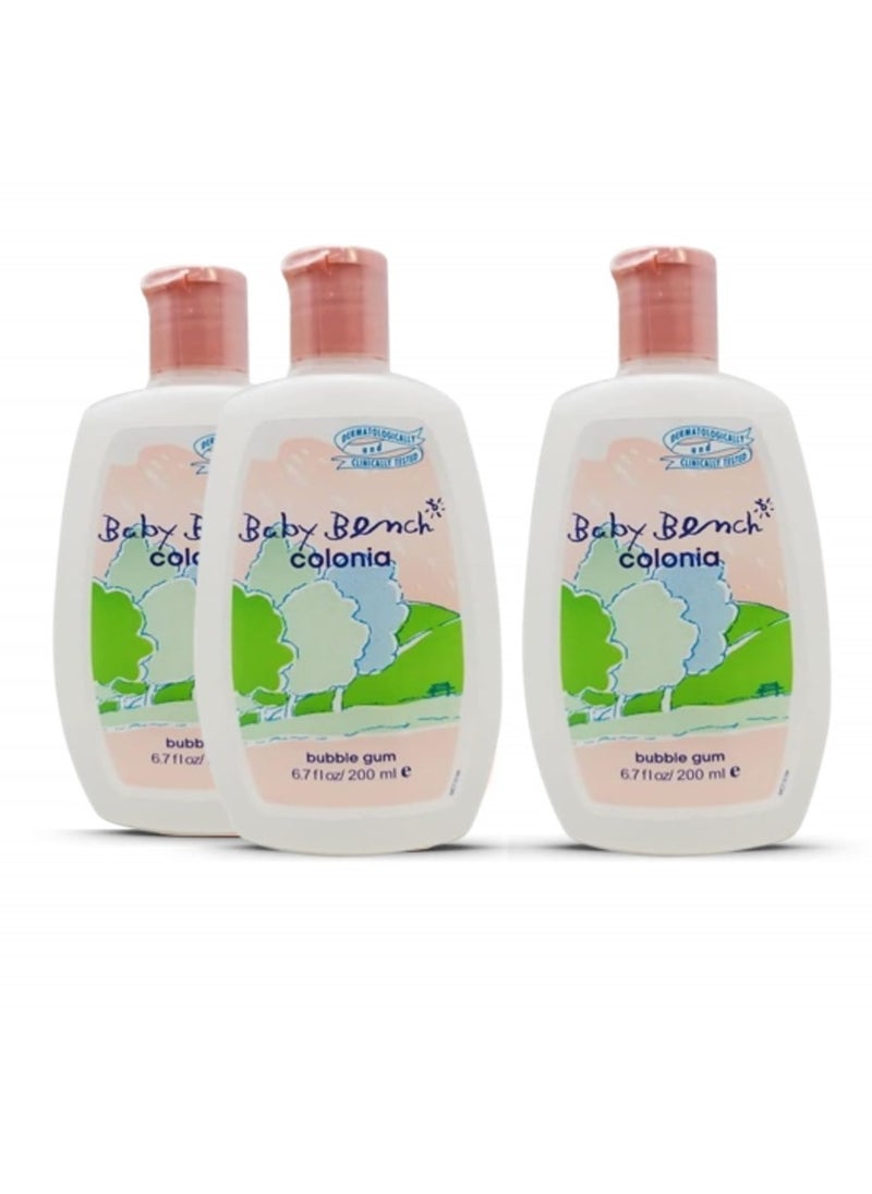 Baby Bench Baby Bench Refreshing Baby Fragrance Bubble Gum Cologne 200ml, Gentle & Safe for Sensitive Skin (Pack of 3 X 200ml)  - Image 1