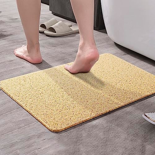 Asvin حصيرة حمام ناعمة الملمس من أسفين، للاستحمام، والدش، وحوض الاستحمام، مقاس 24x32 بوصة، خالية من الفثالات، غير قابلة للانزلاق، مع تصريف، حصائر حمام من PVC مع ليفة للمناطق الرطبة، تجف بسرعة - Image 2