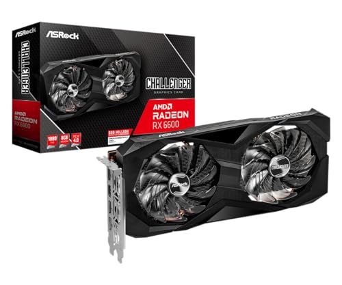 ASRock AMD Radeon RX 6600 Challenger D 8GB GDDR6 DisplayPort 14Gbps HDMI 0dB Silent Cooling 128-bit 7680 x 4320 Dual Fan Graphics Card PCI Express 4.0 x8 8-pin - Image 1