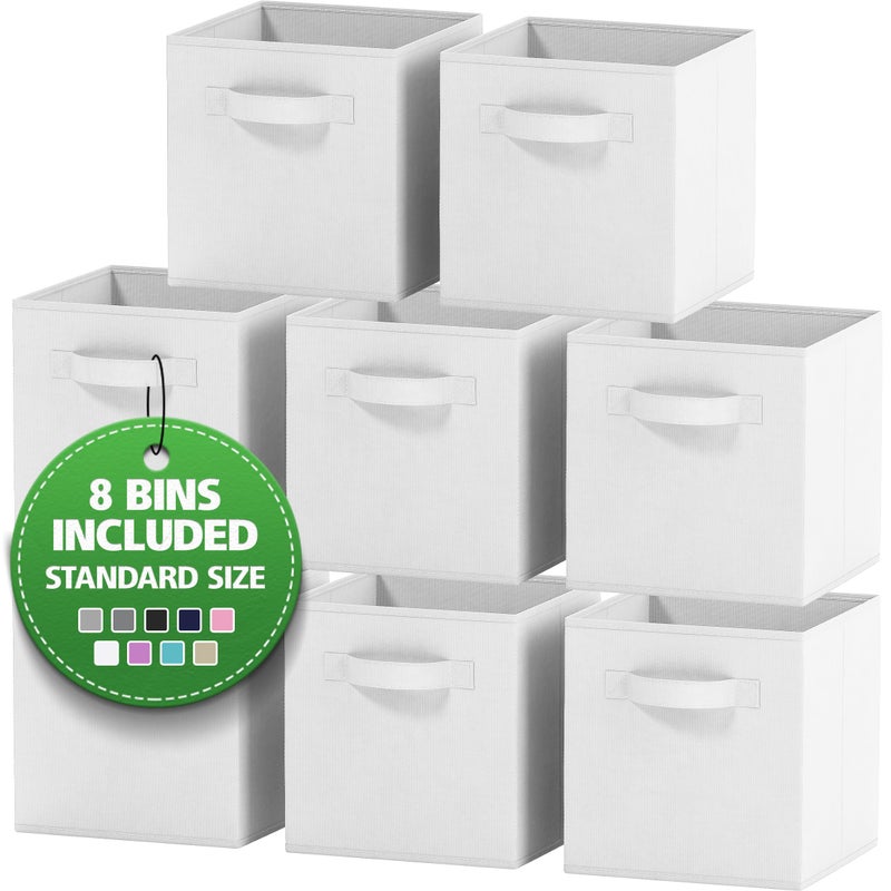 Fabric Storage Cubes for Cube Organizer  8 Pack Heavy Duty White Storage Bins  11 Inch Cube Storage Bin Use As A Clothes Storage Box In Closet Baskets For Shelves or Cubbies Storage Organizer