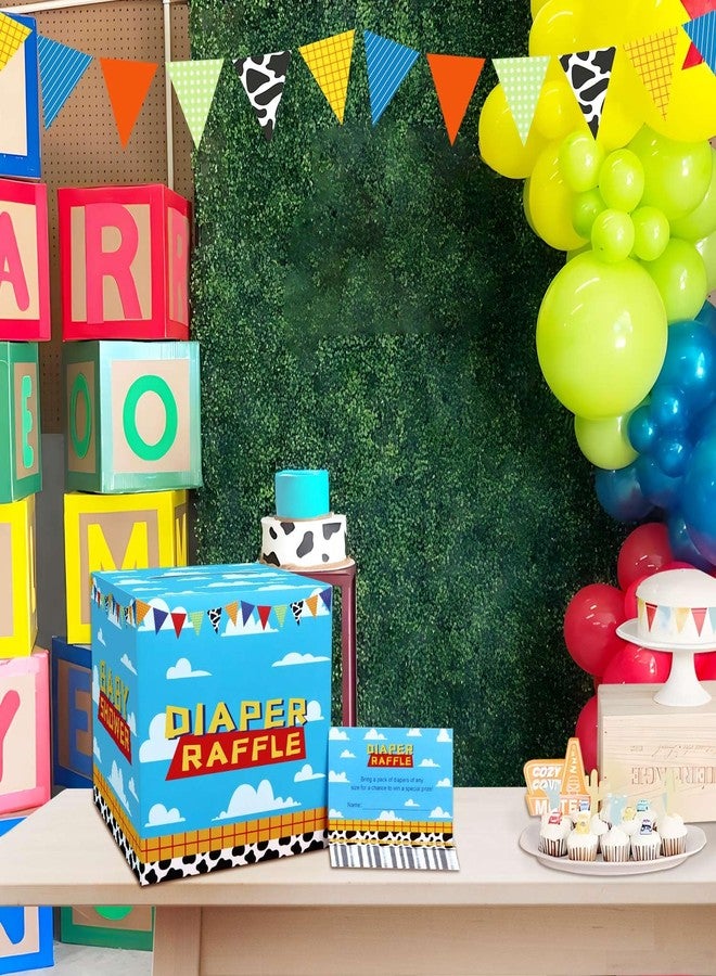 Heboland Boy Story Baby Shower Decorations Diaper Raffle Box with 50 Tickets Cards,It's A Boy Story Baby Shower Theme Game - Image 5