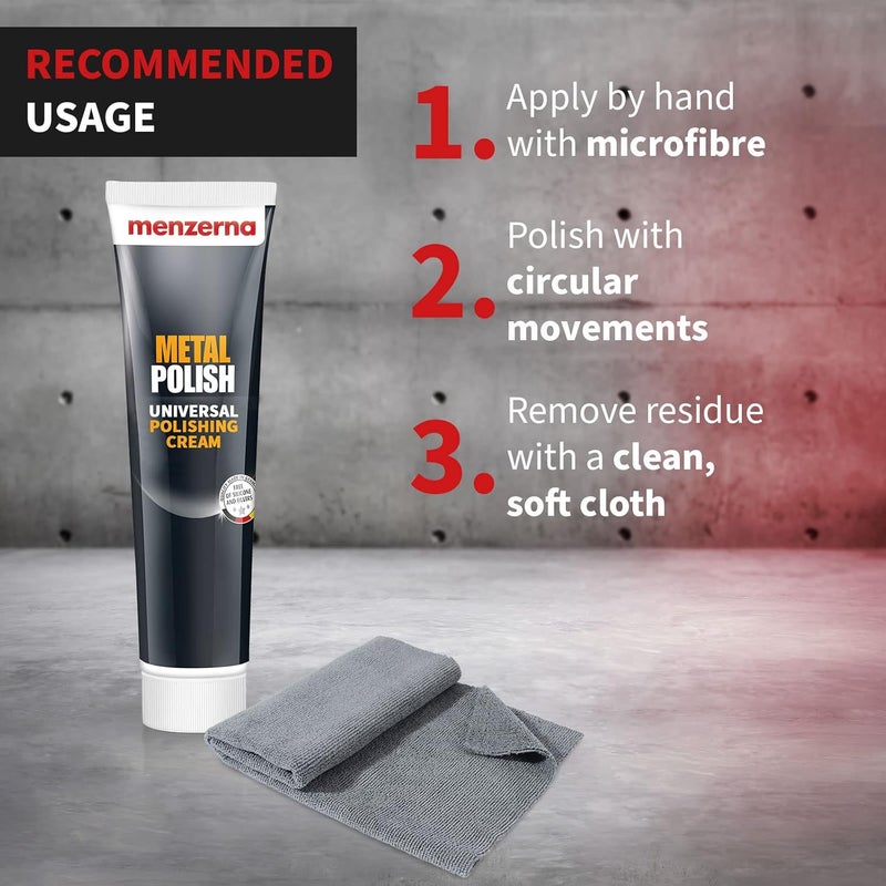 menzerna Metal Polish Universal Polishing Cream (cleans and polishes stainless steel, aluminium, chrome, brass, copper, silver and plastics) - Image 2
