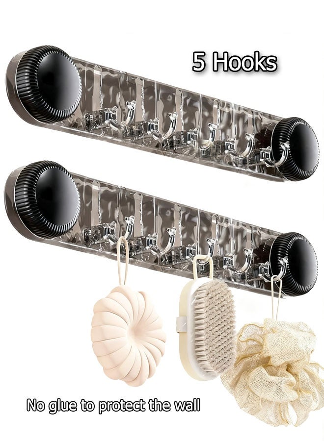 Wall Hook Coat Rack Wall Mounted Wall Hanger With 5 Hooks Rotating Suction Cup Hooks Punch-Free Heavy Coat Hook Rail for Coat Hat Towel Purse Robes Mudroom Bathroom Entryway - Image 1
