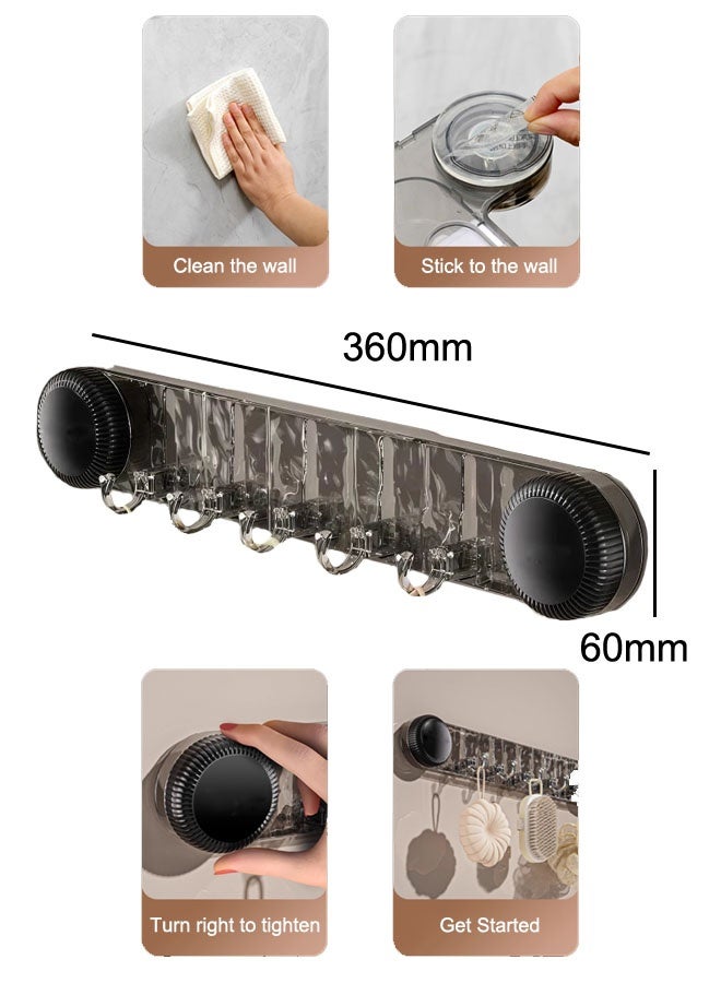 Wall Hook Coat Rack Wall Mounted Wall Hanger With 5 Hooks Rotating Suction Cup Hooks Punch-Free Heavy Coat Hook Rail for Coat Hat Towel Purse Robes Mudroom Bathroom Entryway - Image 2