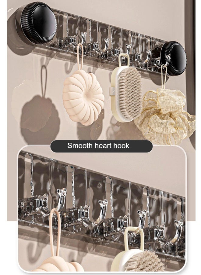 Wall Hook Coat Rack Wall Mounted Wall Hanger With 5 Hooks Rotating Suction Cup Hooks Punch-Free Heavy Coat Hook Rail for Coat Hat Towel Purse Robes Mudroom Bathroom Entryway - Image 5