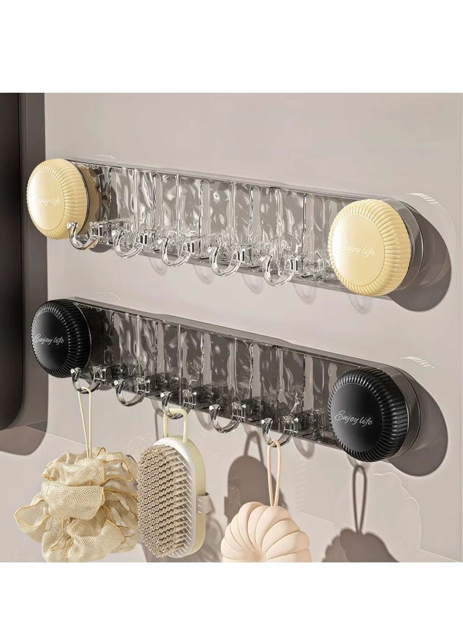 Wall Hook Coat Rack Wall Mounted Wall Hanger With 5 Hooks Rotating Suction Cup Hooks Punch-Free Heavy Coat Hook Rail for Coat Hat Towel Purse Robes Mudroom Bathroom Entryway - Image 3