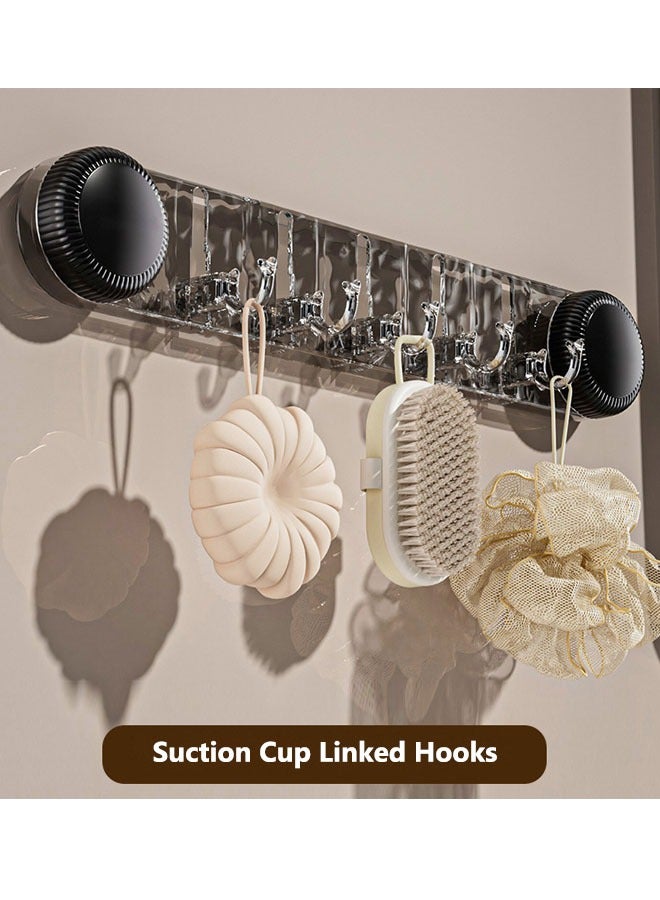 Coat Rack Wall Mounted,Hook Up,Wall Mounted Wall Hanger With 5 Hooks Rotating Suction Cup Hooks Punch-Free Heavy Coat Hook Rail for Coat Hat Towel Purse Robes Mudroom Bathroom Entryway - Image 1