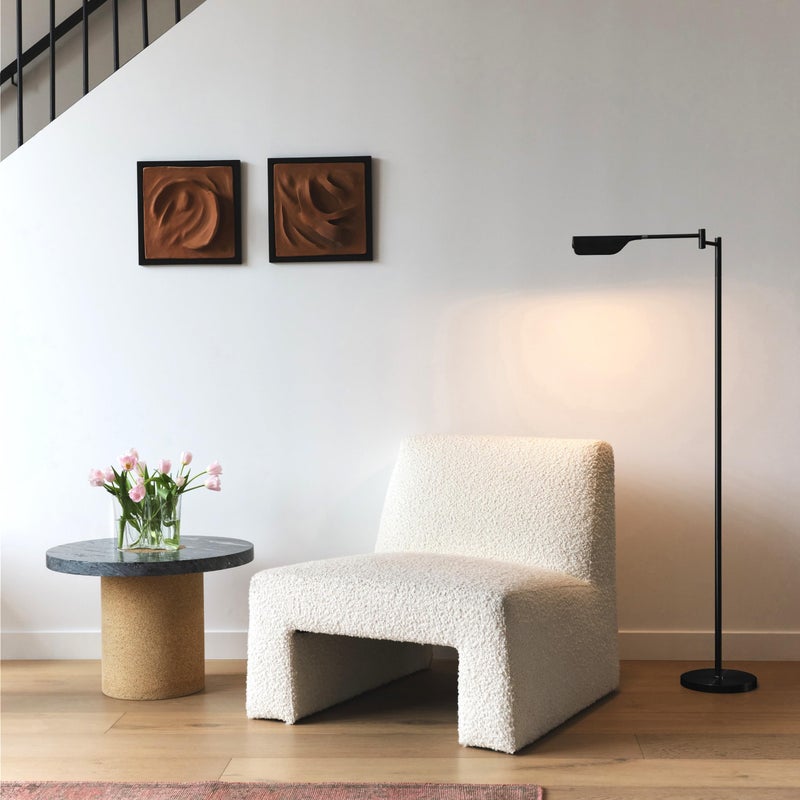 brightech مصباح قراءة LED من برايتك ليف فارمسي، مصباح أرضي قابل للتعتيم مع دوران سهل فوق الكرسي أو المكتب لغرف المعيشة والمكاتب، مصباح قائم قابل للتعديل، مصباح طويل للخياطة والأعمال الحرفية - أسود لامع - Image 3