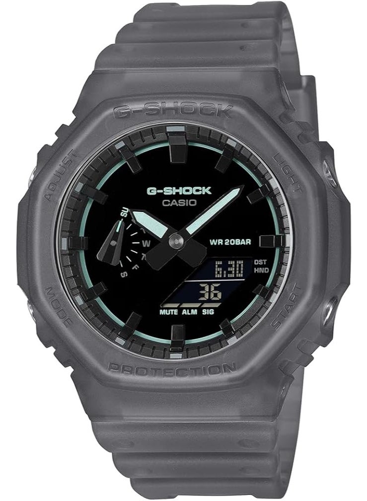 G-SHOCK CASIO G-SHOCK GA-2100K-1ADR Black Resin Band, Black Dial with Neon Accents, Carbon Core Guard, Shock Resistant, 200m Water Resistance, World Time, Stopwatch, Timer, LED Light - Image 1