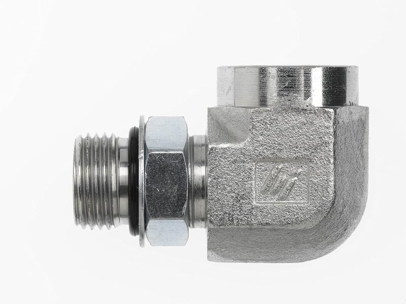 AF 6815-06-06 Hydraulic Adapter 3/8" Male BOSS X 9/16" Female BOSS 90 Degree Carbon Steel - Image 1