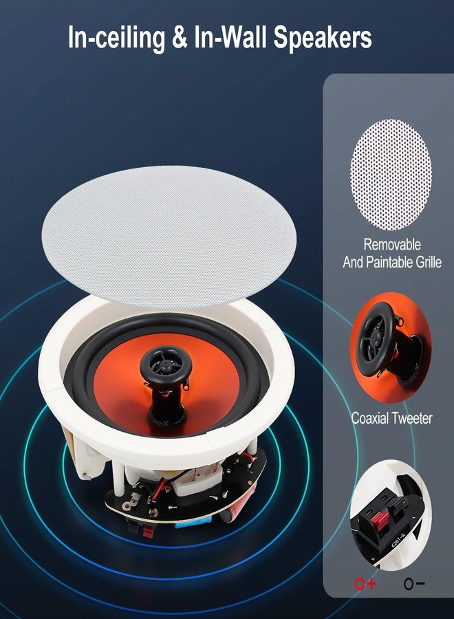 STUDIOFINIX 6.5" 600 Watts Bluetooth Ceiling Speakers Home Recessed Speaker System Suitable for Indoor,Kitchen,Home Theater,Bedroom,Office,Covered Patio（2 Speakers） - Image 4