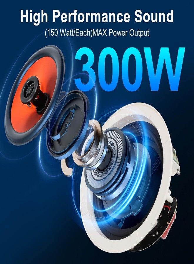 STUDIOFINIX 6.5" 600 Watts Bluetooth Ceiling Speakers Home Recessed Speaker System Suitable for Indoor,Kitchen,Home Theater,Bedroom,Office,Covered Patio（2 Speakers） - Image 3