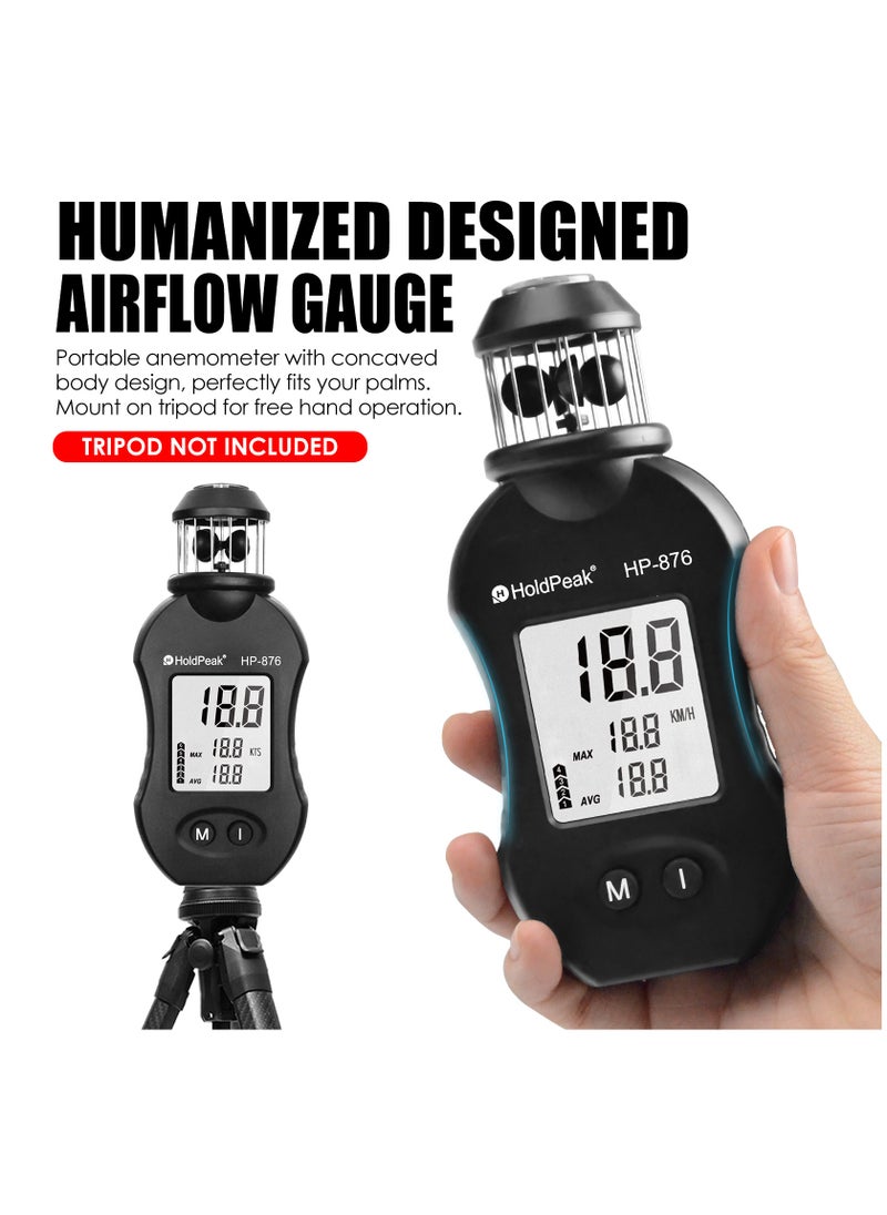 HoldPeak - Anemometer HOLDPEAK HP-876 Digital Wind Speed Meter Cup-Anemometer, Mini Anemometer with Compass Measure Wind Speed MAX/AVG for HVAC Drone Flight Climbing Outdoor Activities - Image 1