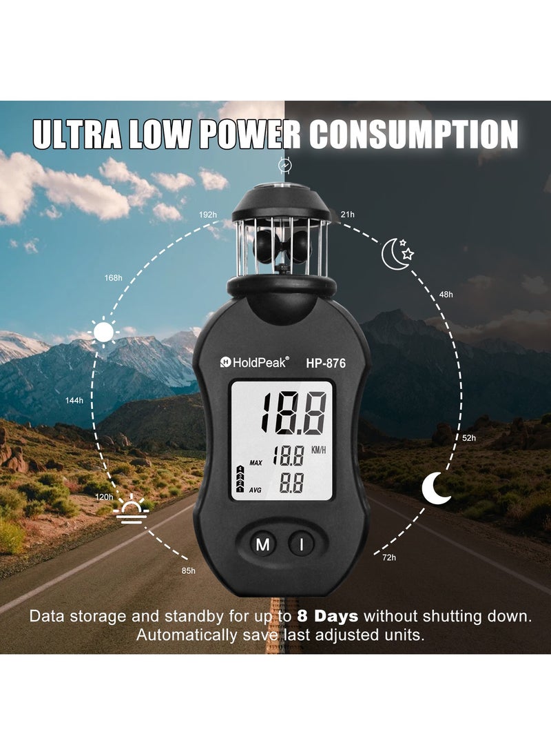 HoldPeak - Anemometer HOLDPEAK HP-876 Digital Wind Speed Meter Cup-Anemometer, Mini Anemometer with Compass Measure Wind Speed MAX/AVG for HVAC Drone Flight Climbing Outdoor Activities - Image 1