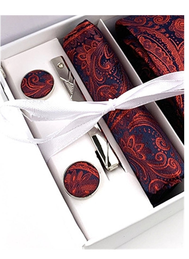 Generic 6 PCS Men's Premium Tie Gift Box Tie Pocket Square Fashionable Stylish Tie Clip Cufflinks Set  - Image 2