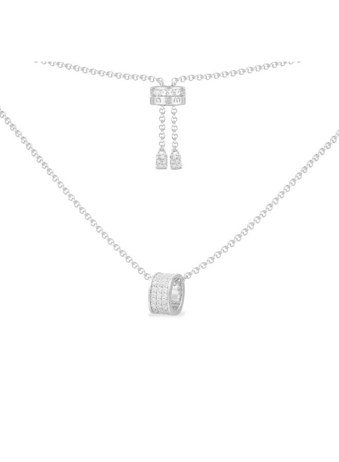 قلادة قابلة للتعديل مع قلادة خاتم مرصعة بالماس