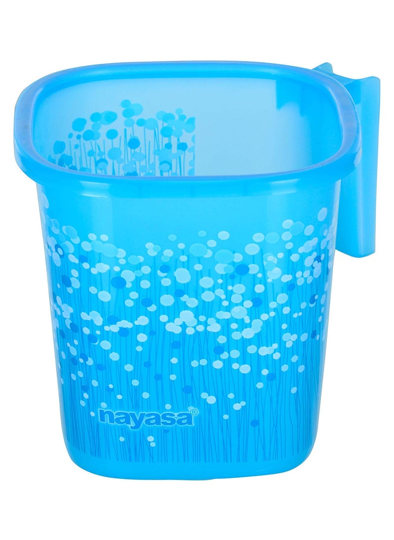 NAYASA Nayasa Funk Plastic Square Deluxe Bathroom Set Bucket 25 L+Mug 1.5 L+Stool (Blue) -3 Pcs  - Image 3