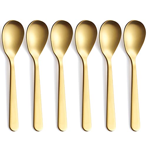 FULLYWARE Matte Gold Demitasse Espresso Spoons, Stainless Steel Satin Finish Coffee Spoons, Mini Teaspoons, Sugar Spoons, 4.7-inch, Set of 6, 6-PIECE - Image 1