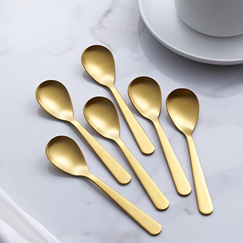 FULLYWARE Matte Gold Demitasse Espresso Spoons, Stainless Steel Satin Finish Coffee Spoons, Mini Teaspoons, Sugar Spoons, 4.7-inch, Set of 6, 6-PIECE - Image 2