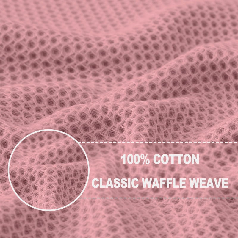 Homaxy 100% Cotton Waffle Weave Kitchen Dish Towels, Ultra Soft Absorbent Quick Drying Cleaning Towel, 13 x 28 Inches, 4-Pack, Dried Rose - Image 2