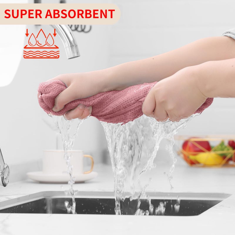 Homaxy 100% Cotton Waffle Weave Kitchen Dish Towels, Ultra Soft Absorbent Quick Drying Cleaning Towel, 13 x 28 Inches, 4-Pack, Dried Rose - Image 3