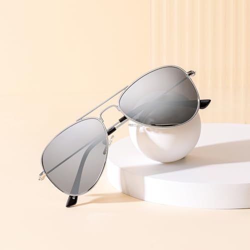 Gleyemor Kids Polarized Aviator Sunglasses for Little Girls Boys Age 3-8 (Silver/Silver Mirror) - Image 5