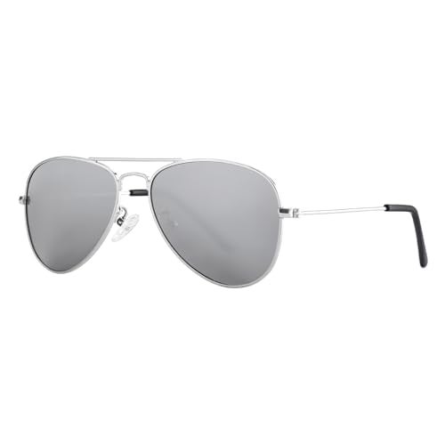 Gleyemor Kids Polarized Aviator Sunglasses for Little Girls Boys Age 3-8 (Silver/Silver Mirror) - Image 2