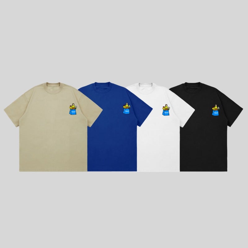 American Design Sense Letter Cartoon Printed Short-Sleeved T-Shirt Men'S Summer Fashion Brand Loose Heavy 260G Couple'S Top - Image 3