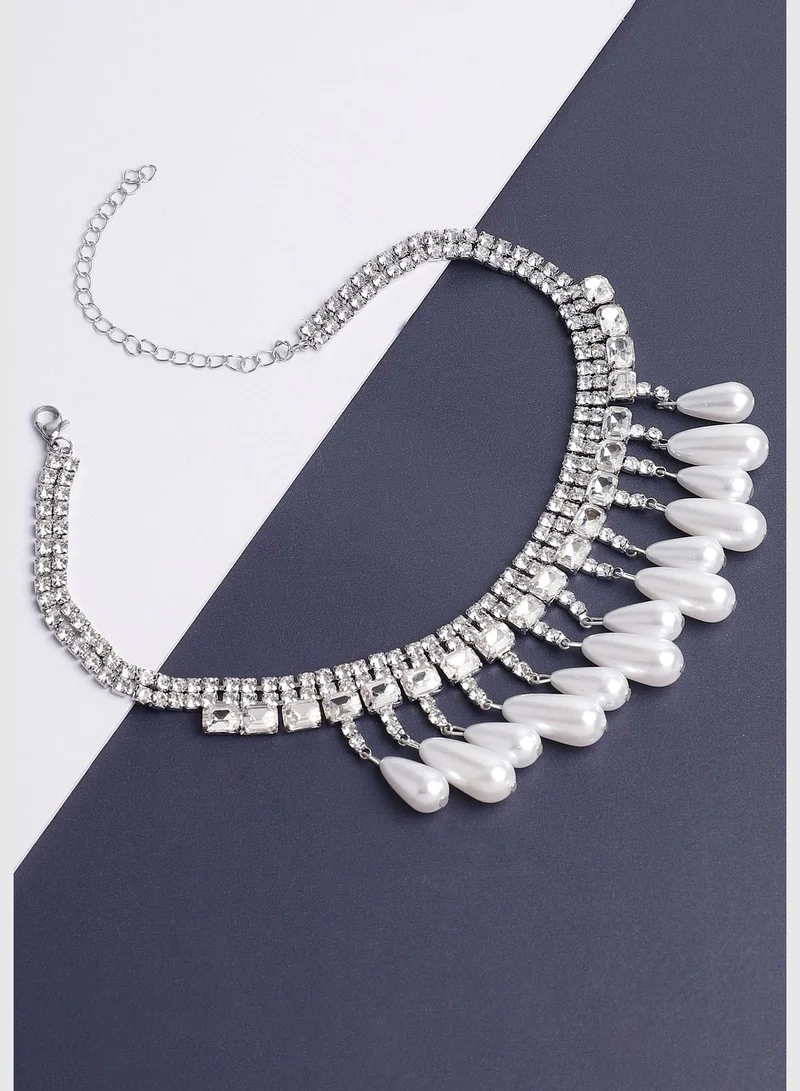 SOHI Silver Plated Pearls Party Necklace For Women