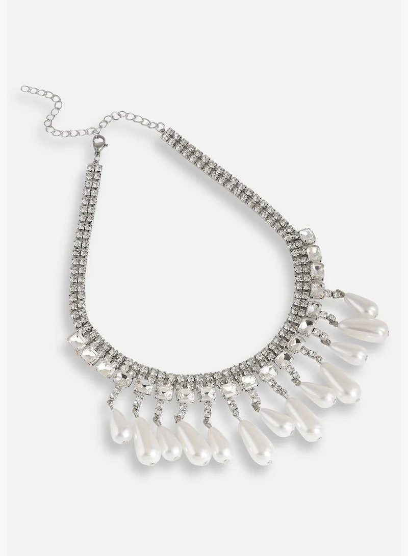 SOHI Silver Plated Pearls Party Necklace For Women