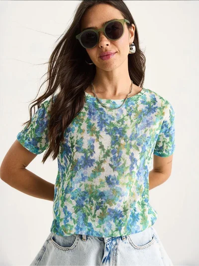 Bianco Lucci LUCCI Transparent Crew Neck T-Shirt