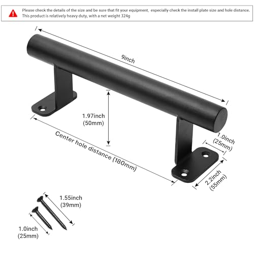 Purife 9'' Sliding Barn Door Handles Pack of 2, Black Powder Coated Iron Pull Handles for Gates, Garage, Outdoor Fence, Interior Closet Doors - Image 3