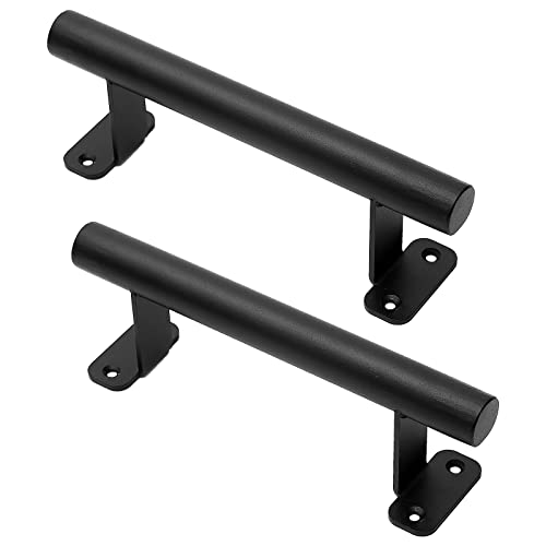 Purife 9'' Sliding Barn Door Handles Pack of 2, Black Powder Coated Iron Pull Handles for Gates, Garage, Outdoor Fence, Interior Closet Doors - Image 1