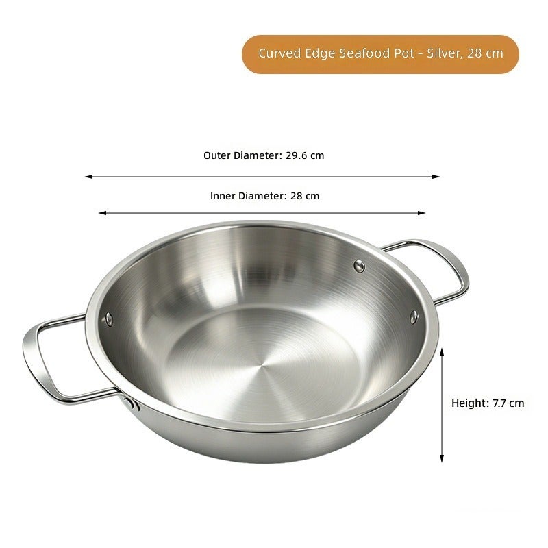 Korean-Style Stainless Steel Seafood Hot Pot - Golden Double-Ear Design for Home & Commercial Use - Image 2