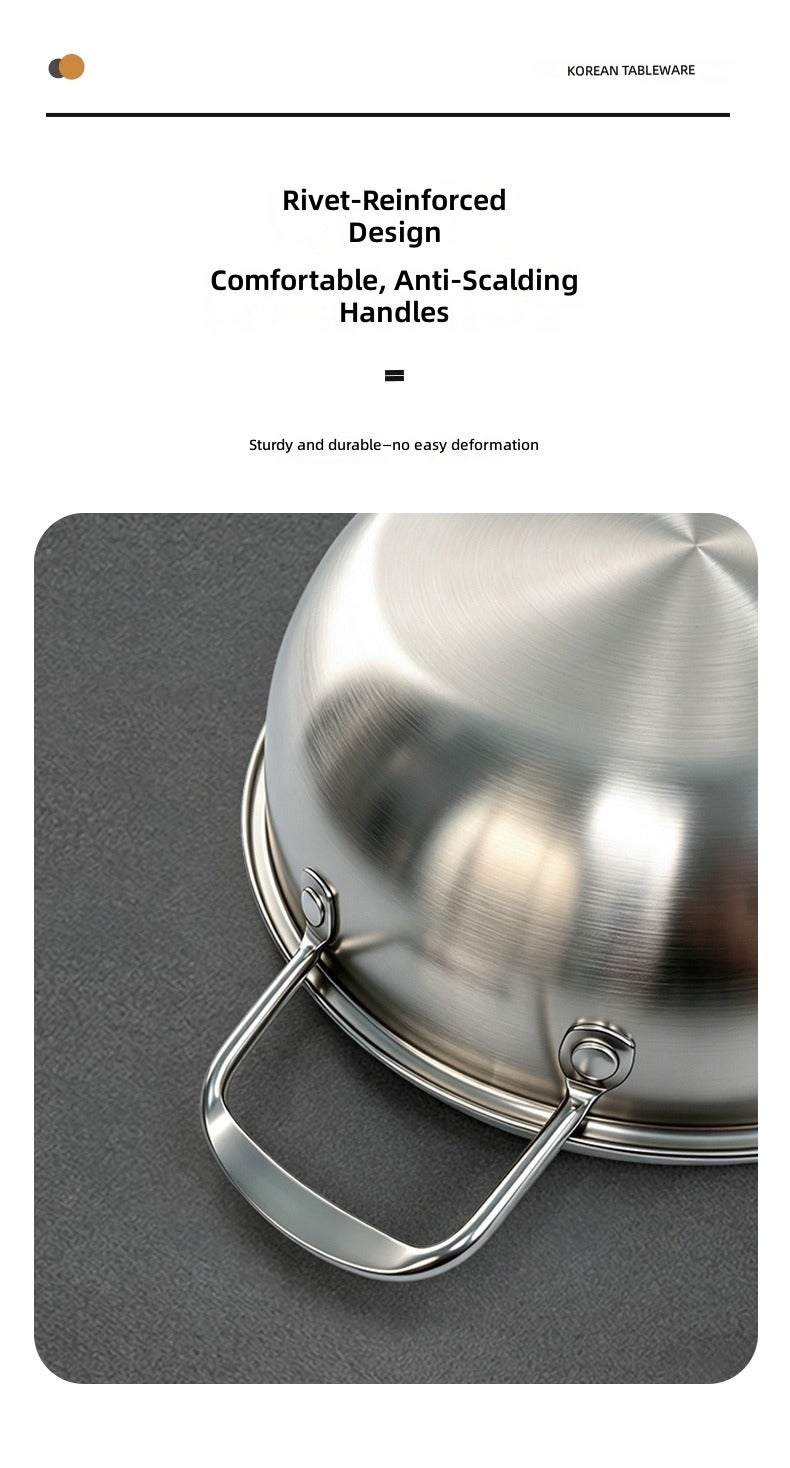 Korean-Style Stainless Steel Seafood Hot Pot - Golden Double-Ear Design for Home & Commercial Use - Image 5