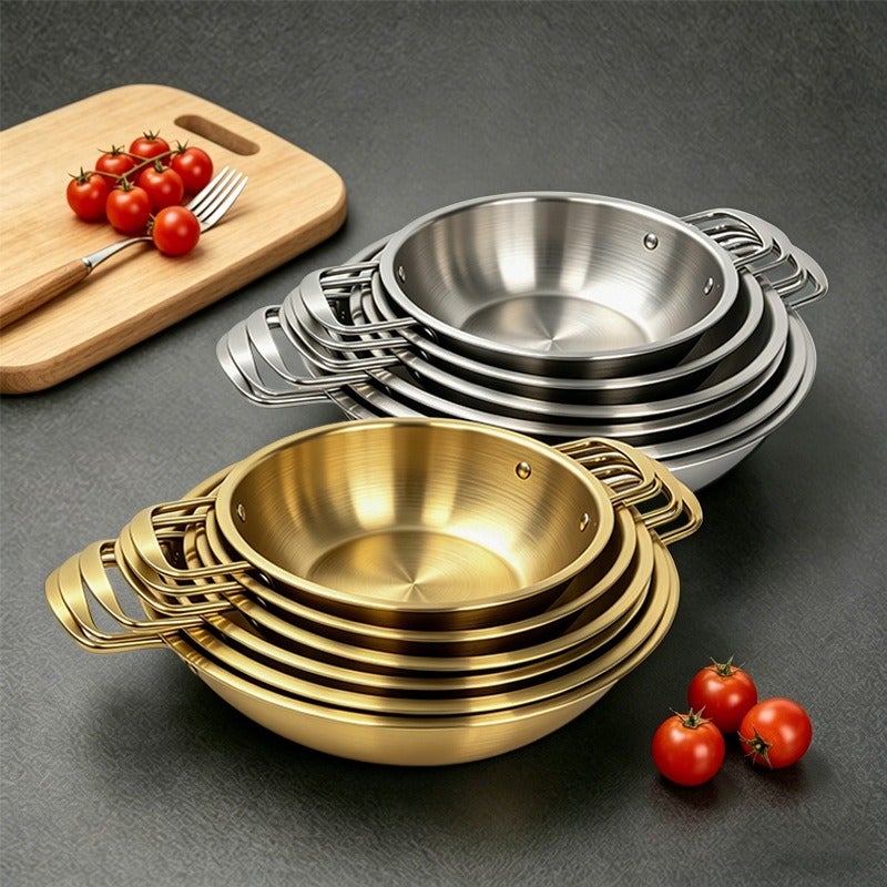 Korean-Style Stainless Steel Seafood Hot Pot - Golden Double-Ear Design for Home & Commercial Use - Image 3