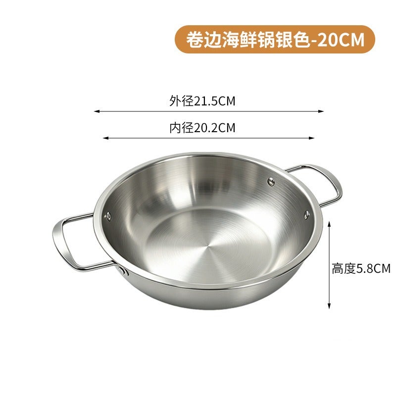 Korean-Style Stainless Steel Seafood Hot Pot - Golden Double-Ear Design for Home & Commercial Use - Image 1