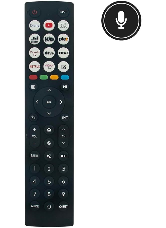 إيروريكس - جهاز التحكم عن بعد Erf2J36 0011 الصوتي المستبدل مناسب لتلفزيون Hisense الذكي 70A6Bg و75A6Bg و43A6Bg و50A6Bg و58A6Bg و65A6Bg و55A6Dg و85A6Bg و55A6Bg و55A6Cg و55A6Egtuk و55A6Egch و55A6Dgch و55A6Eg 55A6Fg - Image 1