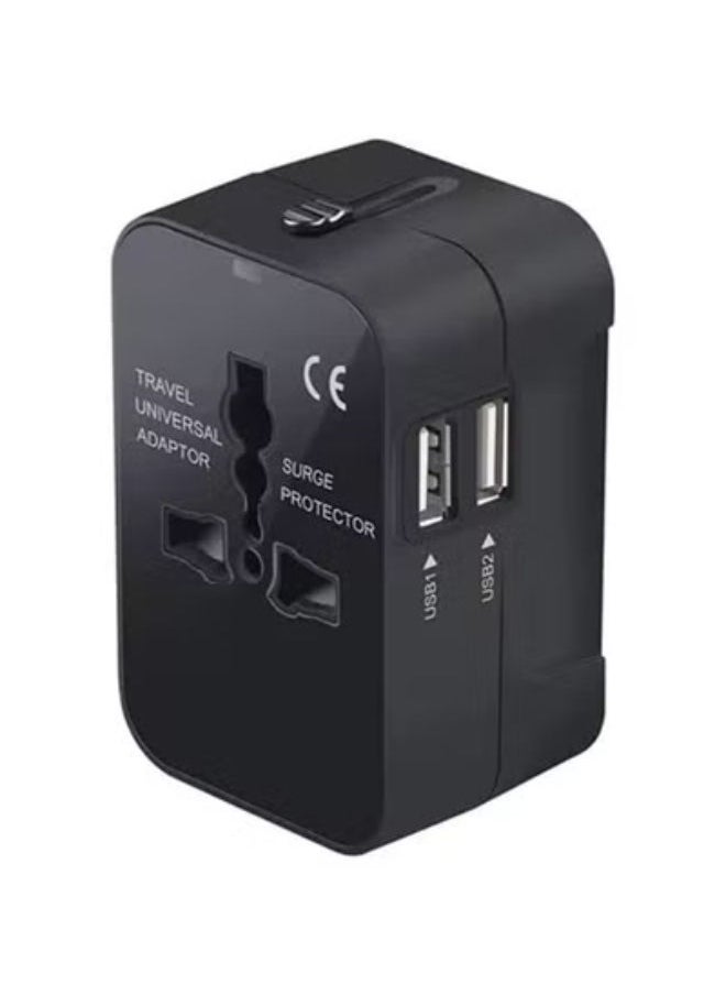 SHOPI - Universal Fast Travel Adapter, Worldwide All In One Universal Power Wall Charger Ac Power Plug Adapter With Dual USB Charging Ports For USA EU UK Cell Phone Laptop - Image 1